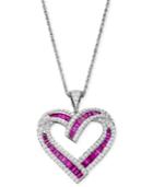 Sterling Silver Necklace, Ruby (1-3/4 Ct. T.w.) And Diamond (5/8 Ct. T.w.) Heart Pendant