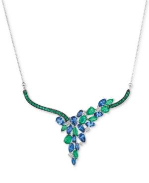 Le Vian Precious Collection Sapphire (3-5/8 Ct. T.w.), Emerald (2-1/4 Ct. T.w.) And Diamond (1/5 Ct. T.w.) Collar Necklace In 14k White Gold