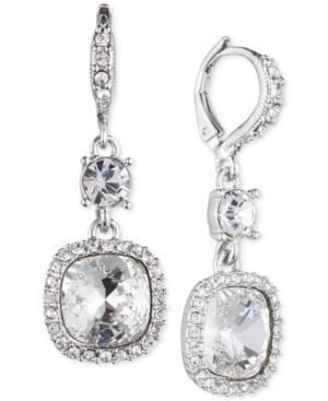 Givenchy Silver-tone Crystal Cushion Drop Earrings