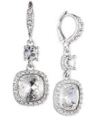 Givenchy Silver-tone Crystal Cushion Drop Earrings