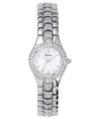 Bulova Watch, Women's Crystal Stainless Steel Bracelet 22mm 96t14