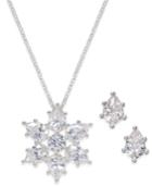 Charter Club Silver-tone Crystal Snowflake Necklace And Earrings