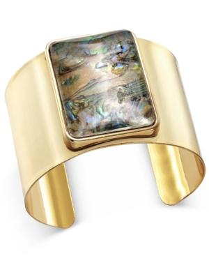 Inc International Concepts Gold-tone Albalone Stone Cuff Bracelet, Only At Macy's