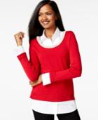 Charter Club Embellished Layered-look Top, Only At Macy's