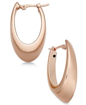 Polished Visor Hoop Earrings In 14k Rose Gold