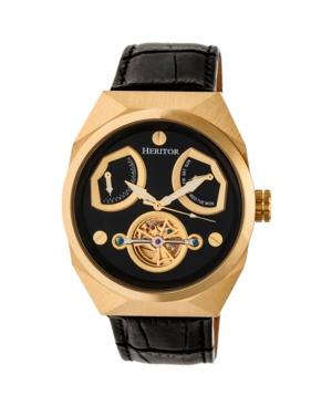 Heritor Automatic Oxford Gold & Black Leather Watches 42mm