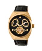 Heritor Automatic Oxford Gold & Black Leather Watches 42mm