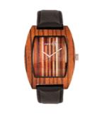 Earth Wood Cedar Leather-band Watch Olive 40mm