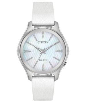 Citizen Eco-drive Women's Silhouette White Leather Strap Watch 35mm
