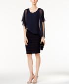 B & A By Betsy And Adam Chiffon Capelet Sheath Dress