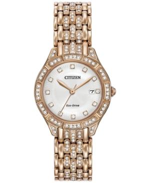 Citizen Women's Eco-drive Crystal Accent Rose Gold-tone Stainless Steel Bracelet Watch 28mm Ew2323-57a