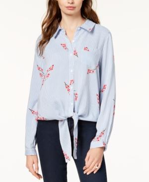 Gypsies & Moondust Juniors' Printed Tie-front Shirt