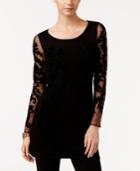Inc International Concepts Velvet Flocked Tunic Sweater, Only At Macy's