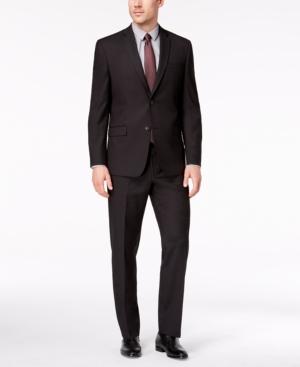 Marc New York By Andrew Marc Men's Classic-fit Stretch Black Micro-grid Suit