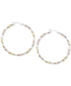 Diamond-cut Hoop Earrings In 14k Tri-tone Vermeil