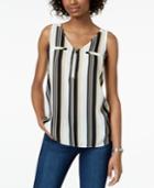 Bcx Juniors' Striped Zip-front Tank Top
