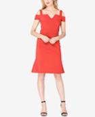 Tahari Asl Notched Cold-shoulder Dress