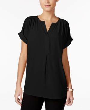 Charter Club Roll-tab Split-neck Top, Only At Macy's