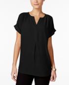 Charter Club Roll-tab Split-neck Top, Only At Macy's