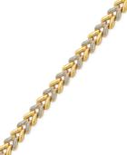Diamond Accented Two-tone Chevron Bracelet In Sterling Silver And 18k Gold-plated Sterling Silver