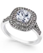 Charter Club Silver-tone Double Halo Crystal Center Ring, Created For Macy's