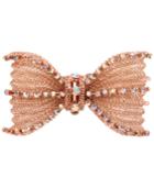 Betsey Johnson Rose Gold-tone Crystal Mesh Bow Hinged Bangle Bracelet
