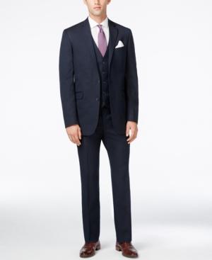 Kenneth Cole Reaction Men's Navy Pindot Slim-fit Suit