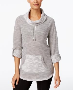 Calvin Klein Performance Space-dyed Cowl-neck Fleece Top