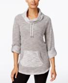 Calvin Klein Performance Space-dyed Cowl-neck Fleece Top