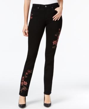 Charter Club Lexington Embroidered Tummy-control Straight-leg Jeans, Created For Macy's