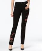 Charter Club Lexington Embroidered Tummy-control Straight-leg Jeans, Created For Macy's