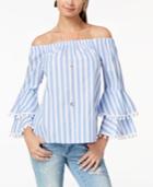 Ultra Flirt By Ikeddi Juniors' Striped Off-the-shoulder Top