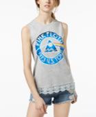 Hybrid Juniors' Pink Floyd Lace-trimmed Graphic Tank Top