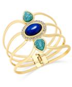 Thalia Sodi Gold-tone Turquoise-color And Blue Stone Cutout Cuff Bracelet, Only At Macy's