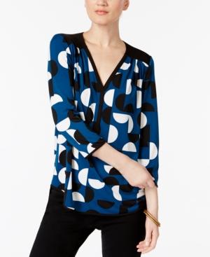 Alfani Geo-print Shirred Blouse, Only At Macy's