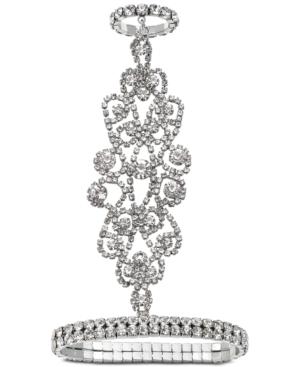 Jewel Badgley Mischka Silver-tone Crystal Hand Chain Bracelet