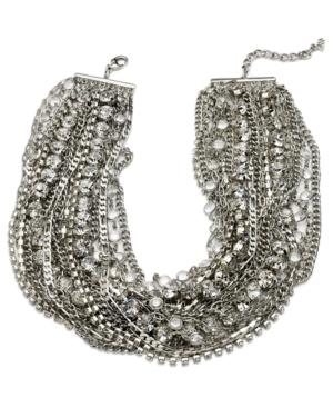 Abs By Allen Schwartz Necklace, Silver-tone Crystal Multi-row Torsade Necklace