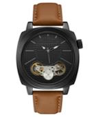 Sean John Men's Downing Brown Leather Strap Watch 46x46mm