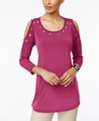 Jm Collection Grommet Cold-shoulder Top, Only At Macy's