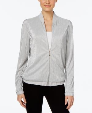 Ny Collection Petite Metallic Bomber Jacket