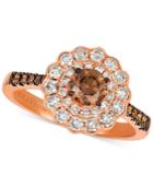 Le Vian Chocolate & Nude Diamond Floral Ring (1-1/3 Ct. T.w.) In 14k Rose Gold