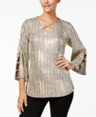 Jm Collection Metallic Crisscross Top, Created For Macy's