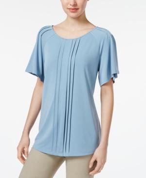 Charter Club Pleated Flutter-sleeve Top, Only At Macy's