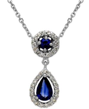 Sapphire (5/8 Ct. T.w.) And Diamond (1/5 Ct. T.w.) Pendant Necklace In 14k White Gold