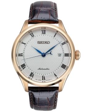 Seiko Men's Automatic Brown Leather Strap Watch 42mm Srp772