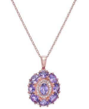Amethyst (3-1/2 Ct. T.w.) & Diamond (1/8 Ct. T.w.) Pendant Necklace In 14k Rose Gold