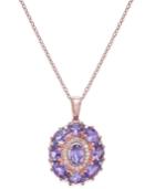 Amethyst (3-1/2 Ct. T.w.) & Diamond (1/8 Ct. T.w.) Pendant Necklace In 14k Rose Gold