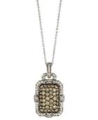 Le Vian Diamond White And Chocolate Diamond Rectangle Pendant (1-3/8 Ct.t.w.) In 14k White Gold