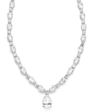 Eliot Danori Necklace, Silver-tone Cubic Zirconia And Crystal Pear Drop Necklace (41-5/8 Ct. T.w.)