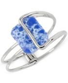 Kenneth Cole New York Silver-tone Large Stone Hinged Bangle Bracelet